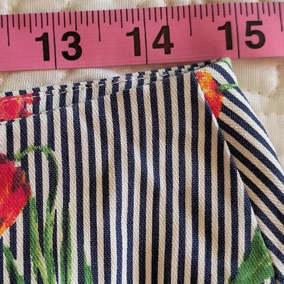 Jules & Leopold Ankle Pants Women's Sz M Multicolor Striped Floral Elastic Waist - Picture 6 of 13